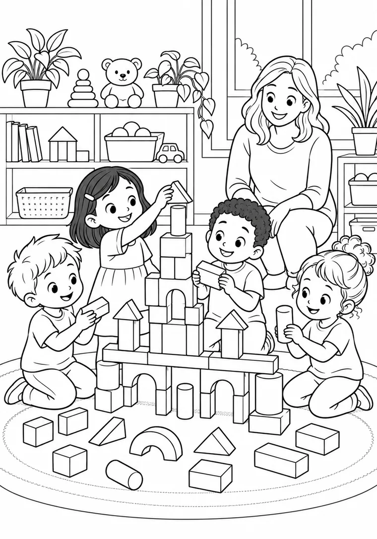 Kinder bauen mit Blöcken