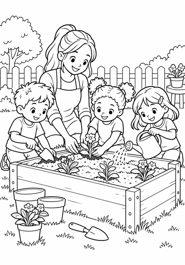 Kindergärtnern im Hochbeet