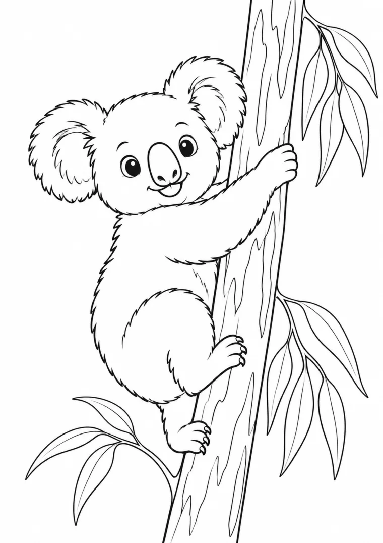 Junger Koala klettert