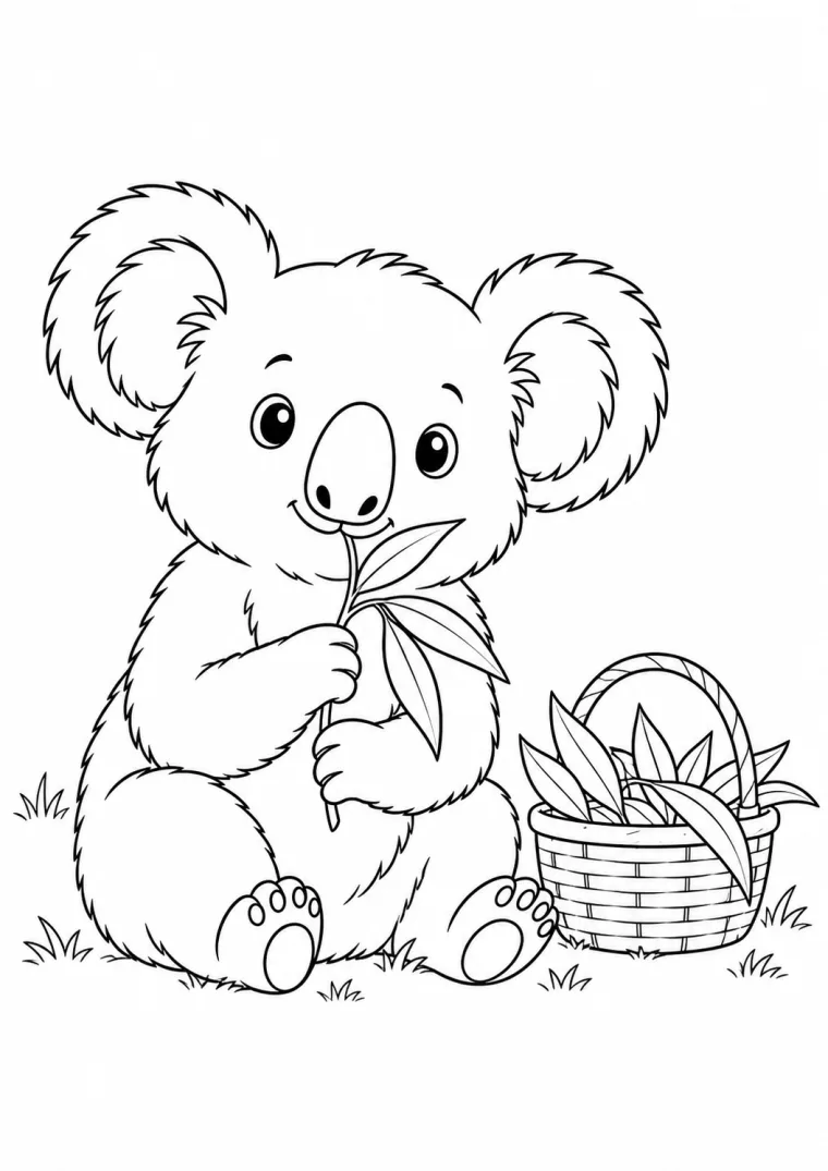Koala mit Blätterkorb