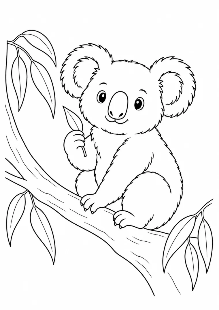 Koala mit Eukalyptusblatt