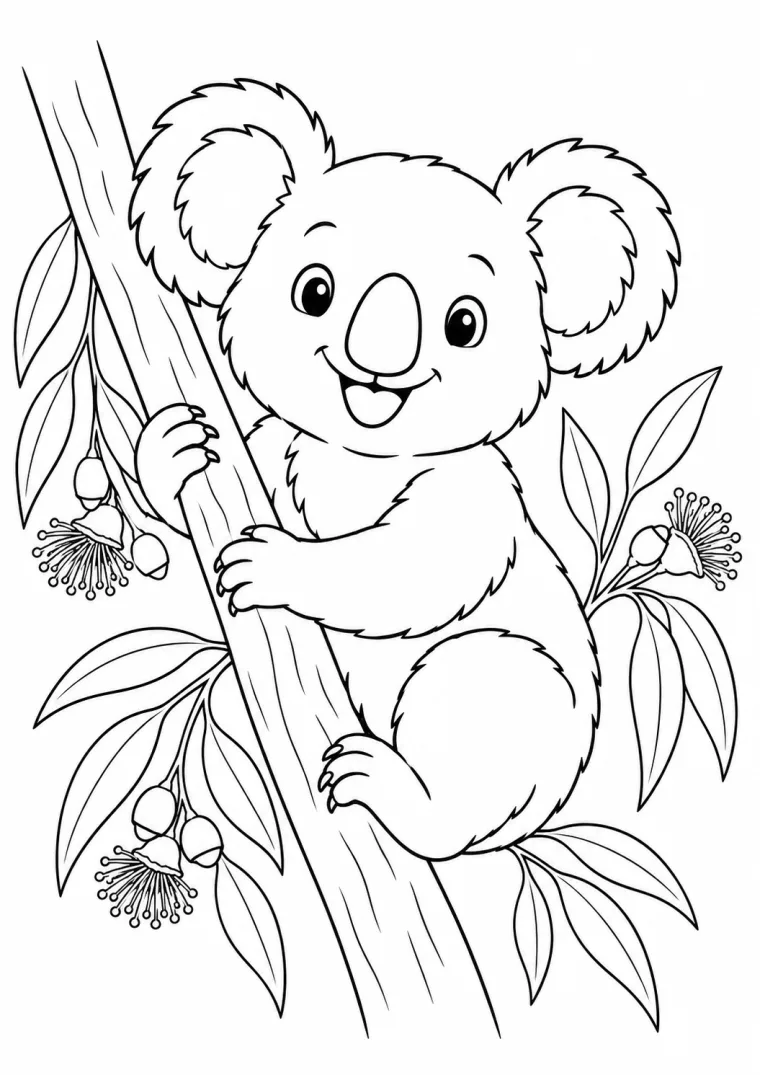 Koala mit Eukalyptusblüten