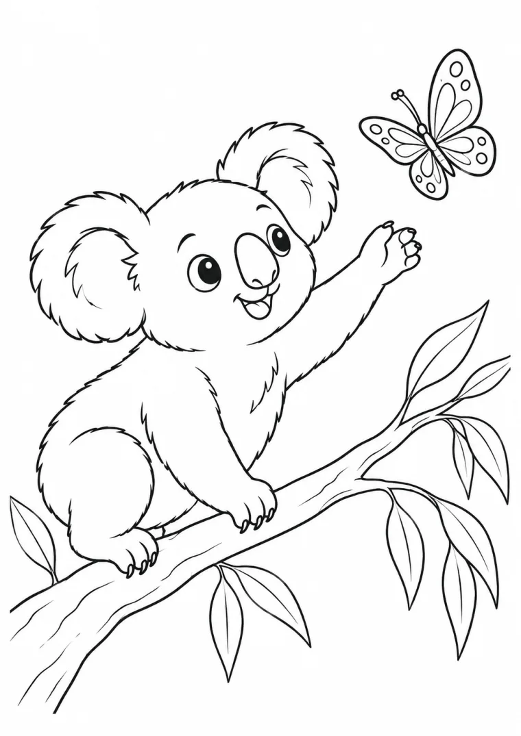 Koala mit Schmetterling