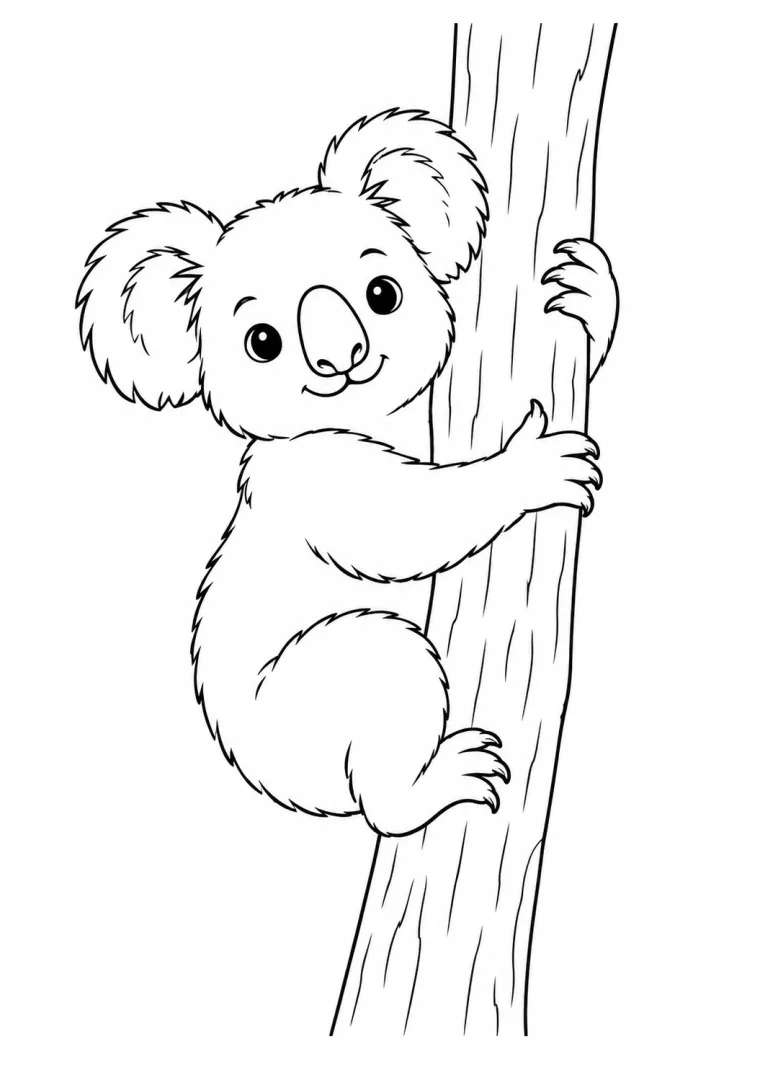 Koala umarmt den Baumstamm