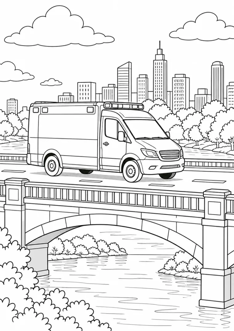 Krankenwagen auf der Brücke