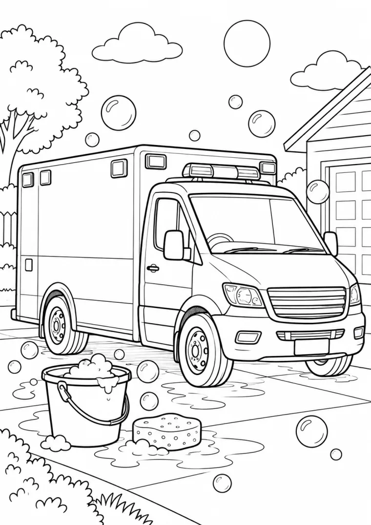 Krankenwagen beim Waschen