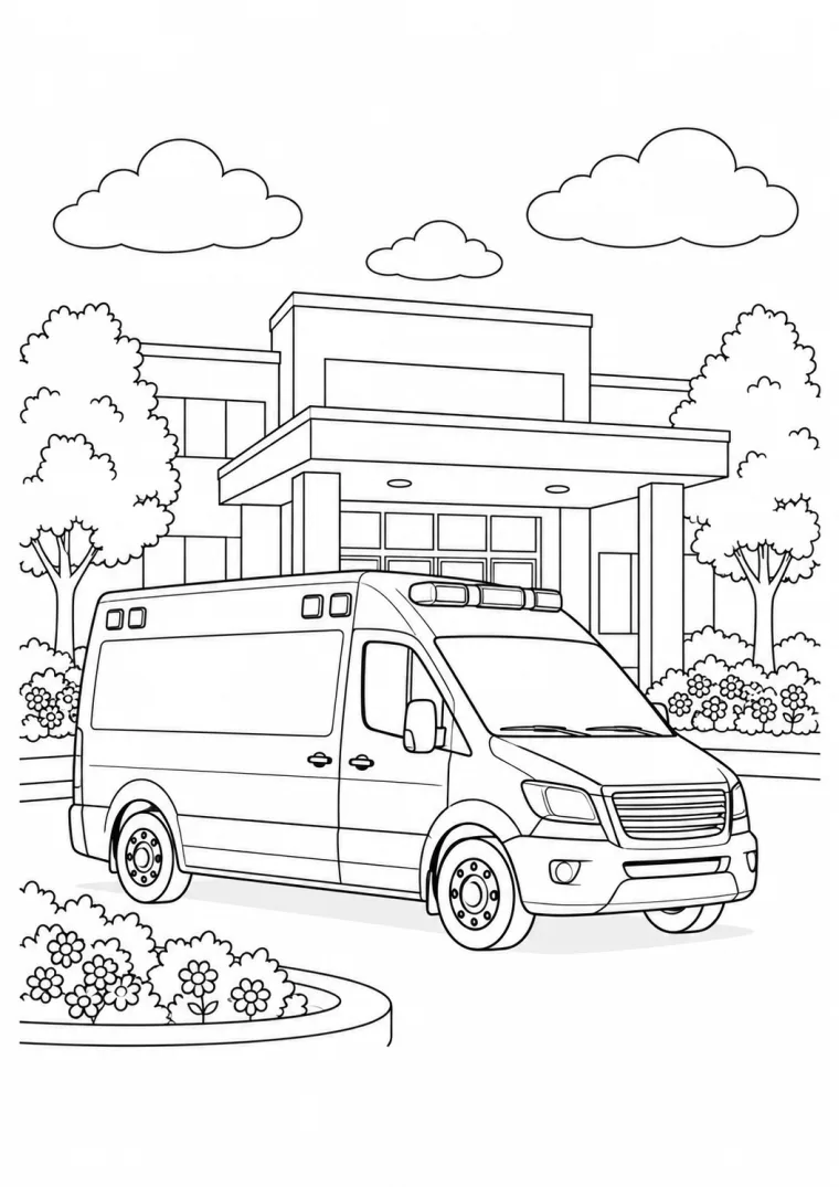 Krankenwagen vor der Klinik
