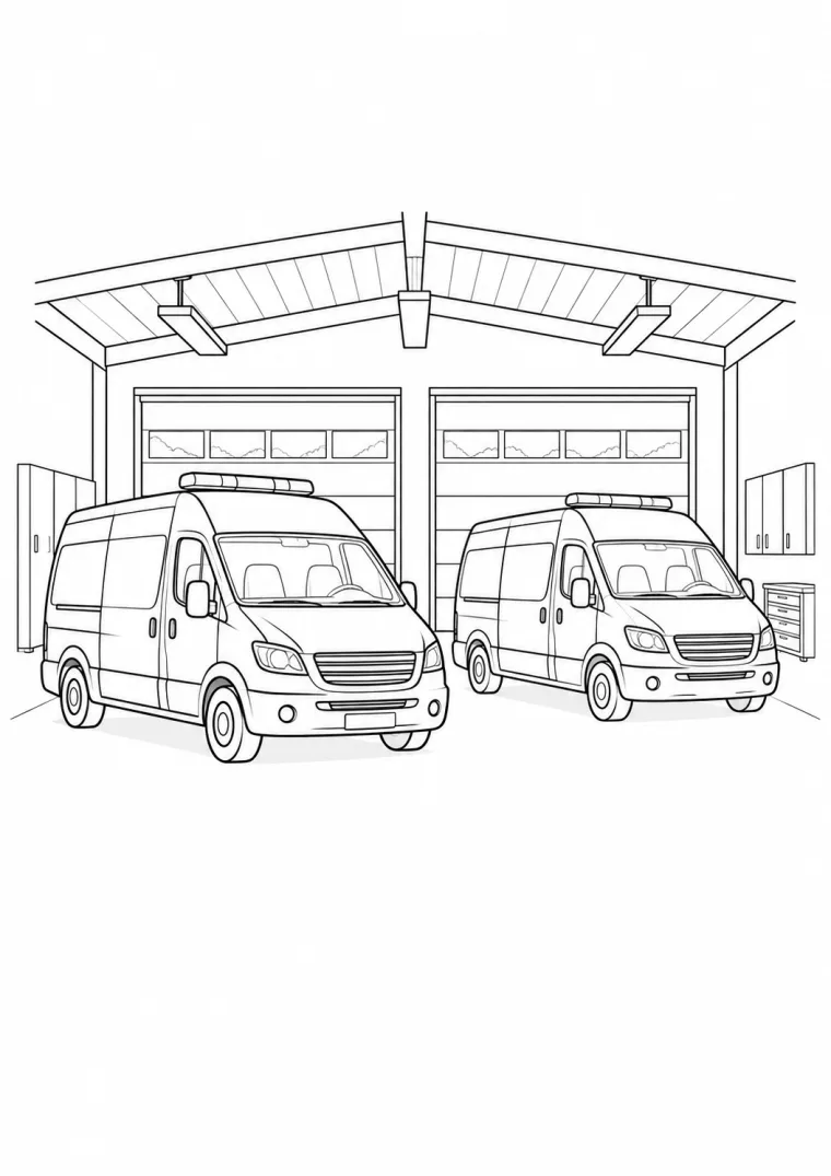 Zwei Krankenwagen in der Fahrzeughalle