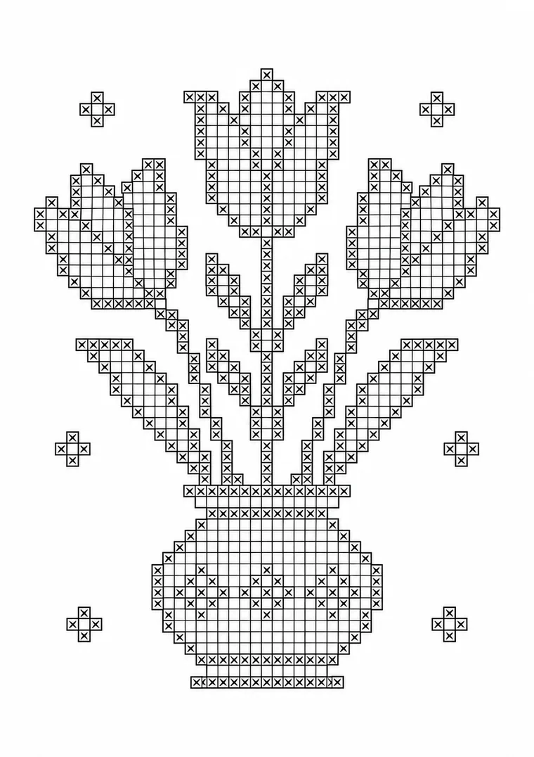 Tulpenstrauß im Kreuzstich
