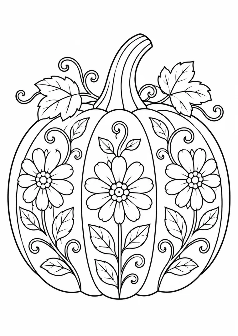 Kürbis mit Blumenornamenten
