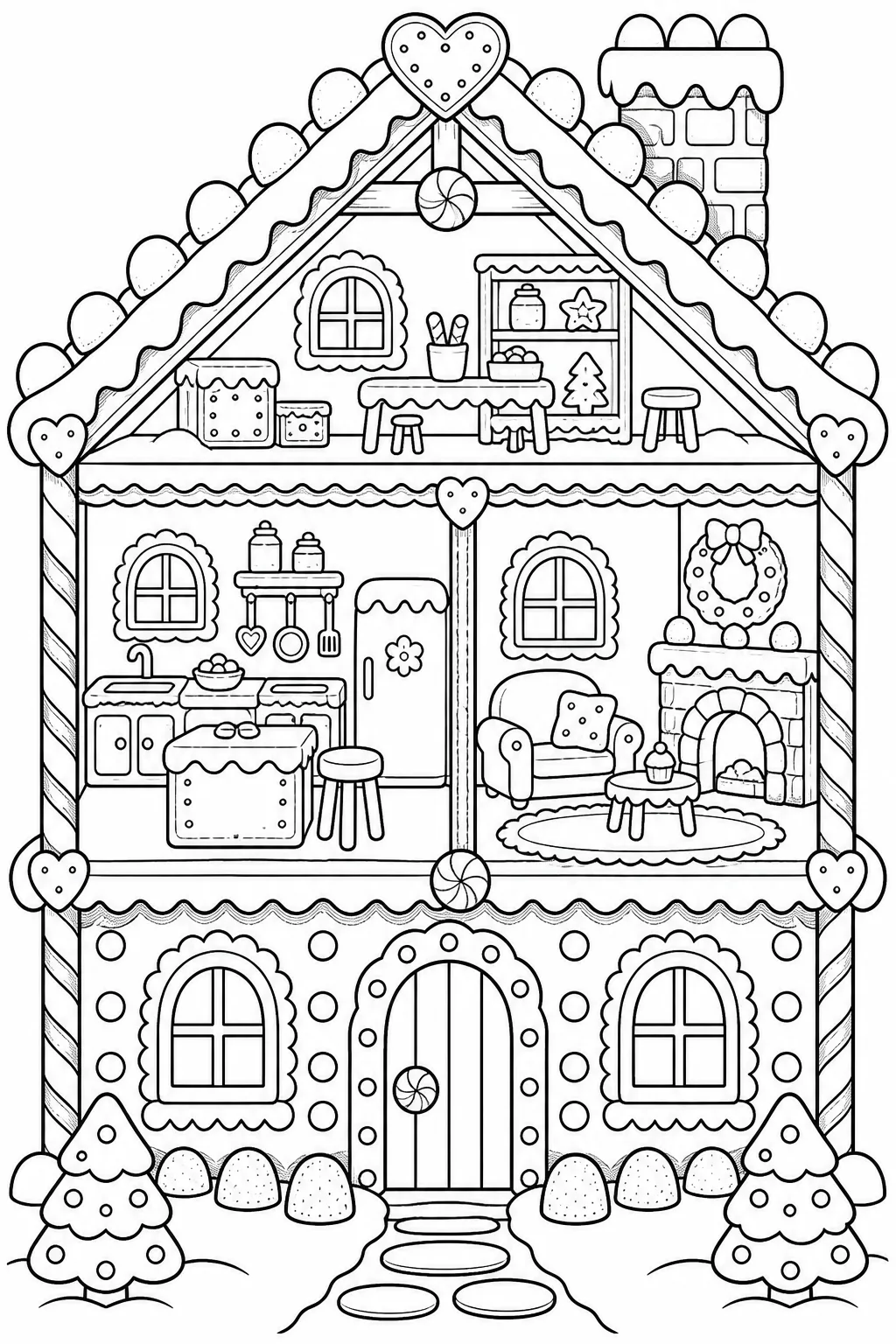 Lebkuchenhaus mit drei Innenräumen