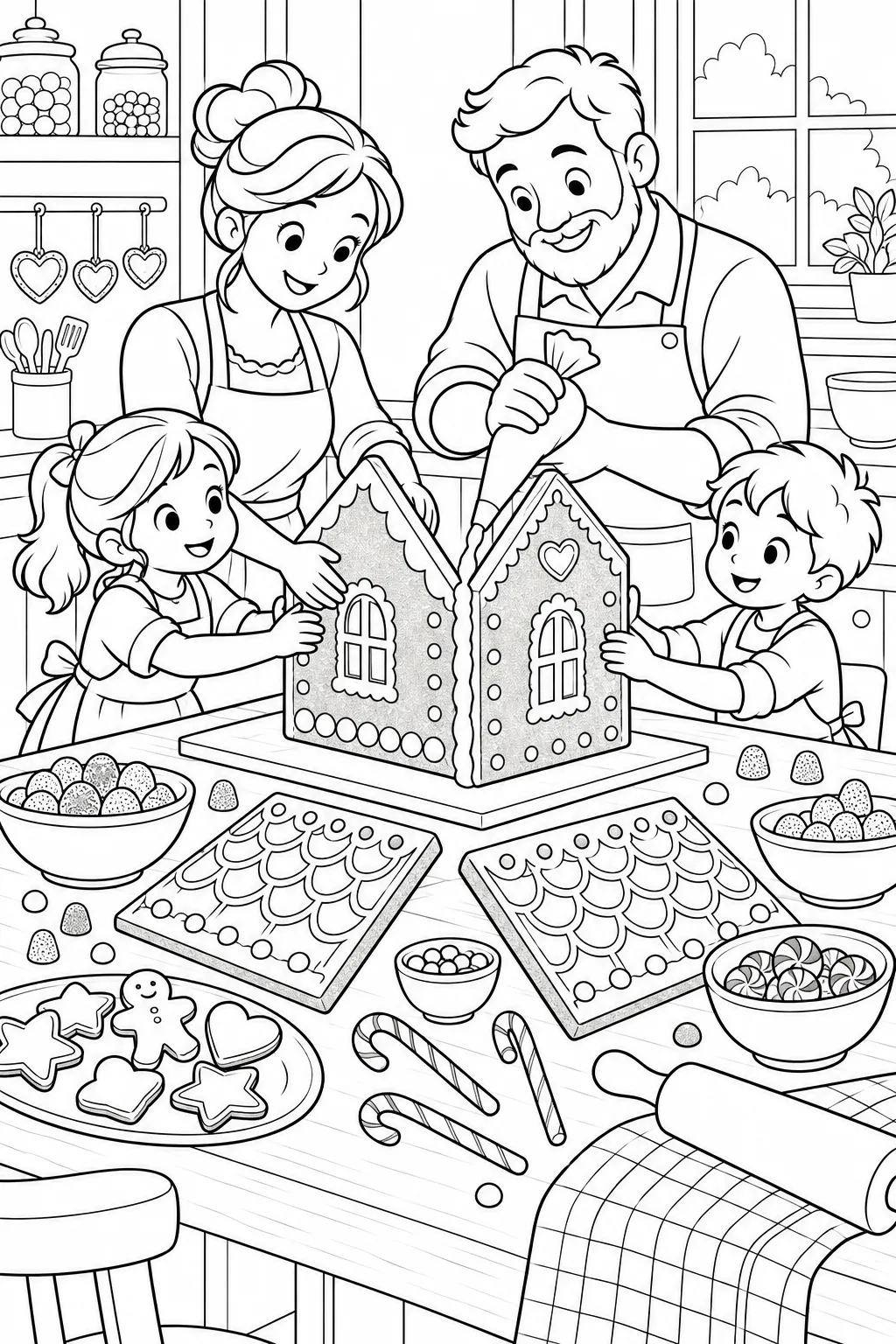Lebkuchenhaus wird zusammengebaut