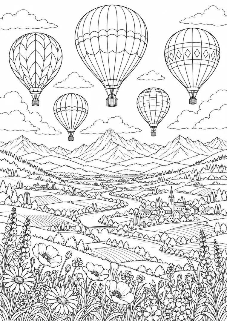 Heißluftballons über dem Tal