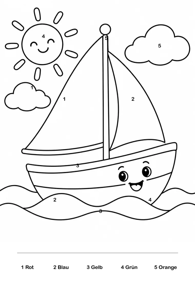 Segelboot nach Farbcode