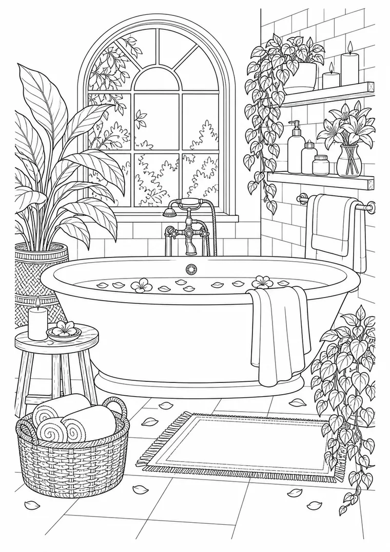 Badezimmer mit Pflanzen
