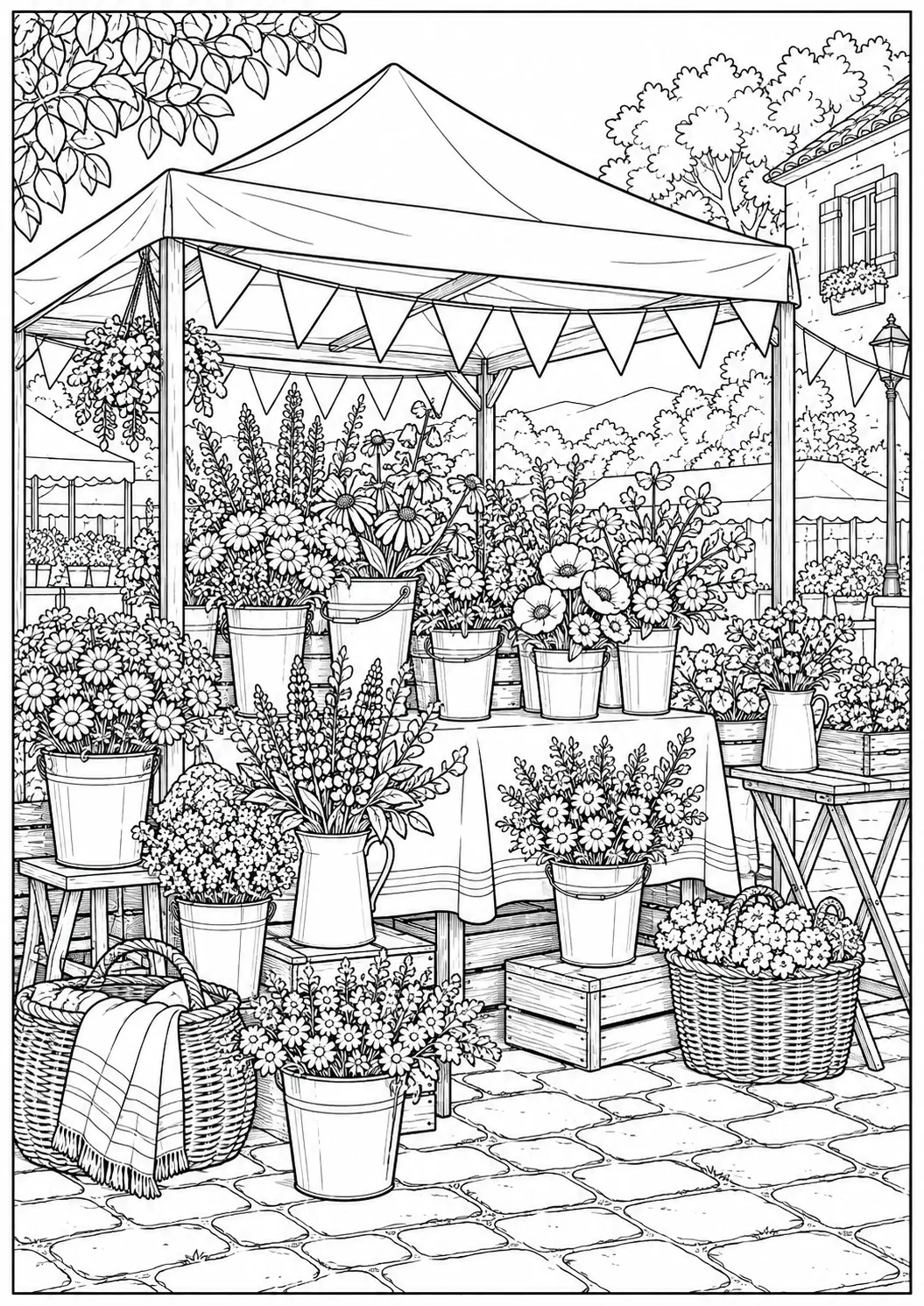 Marktstand mit Wildblumen