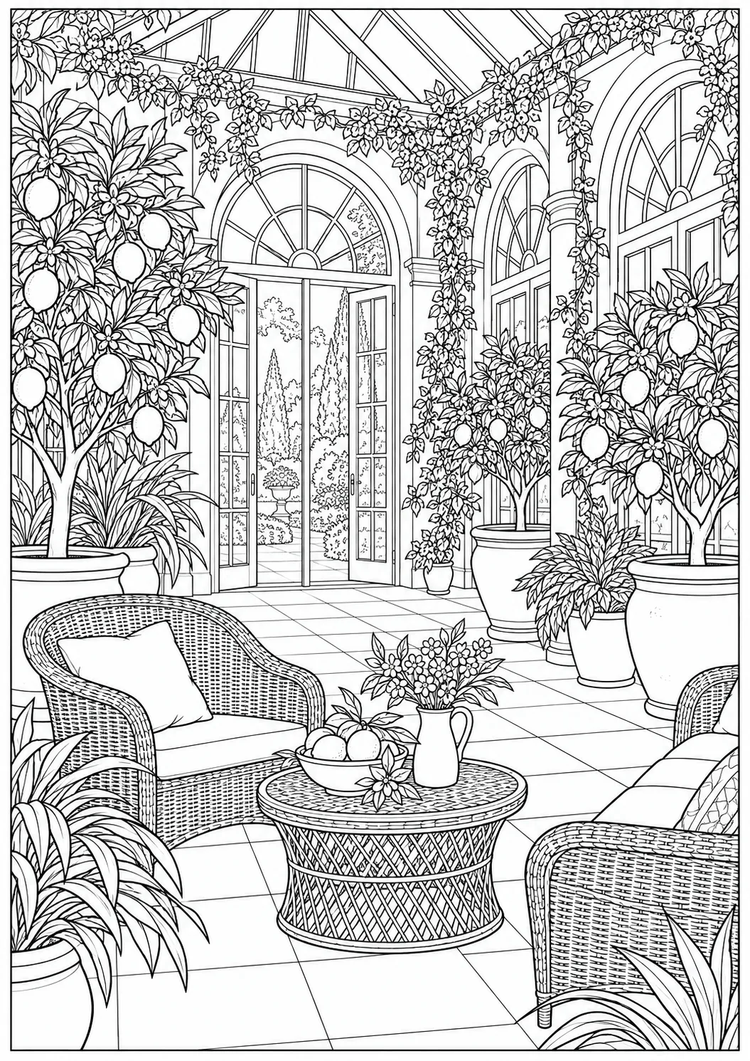 Orangerie mit Zitrusbäumen