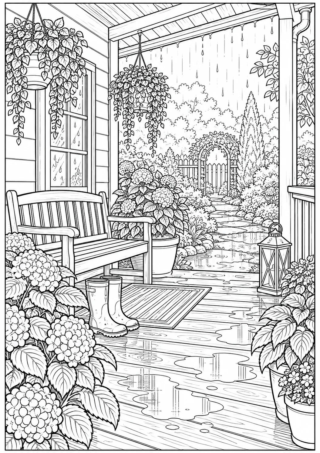 Veranda im Sommerregen