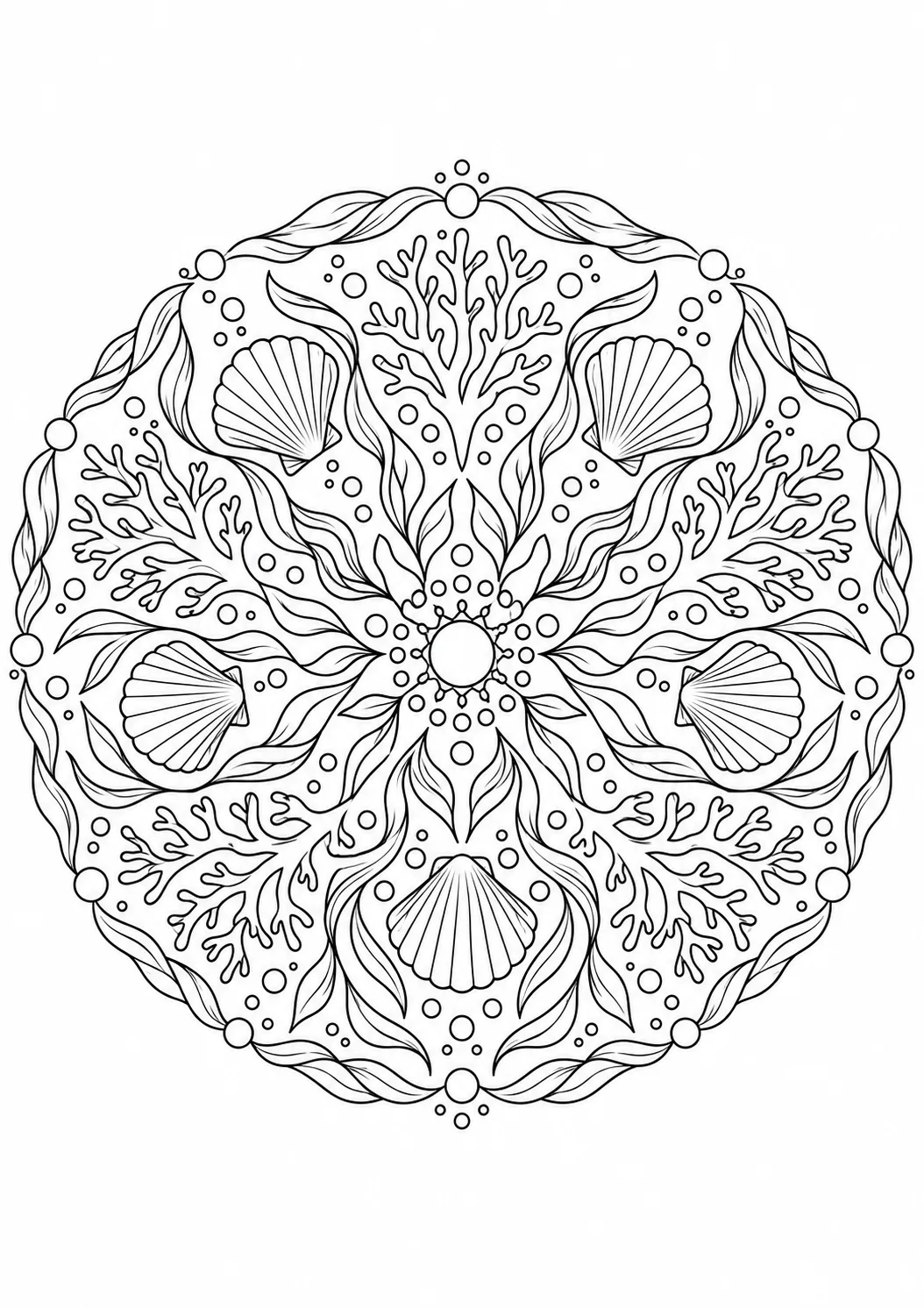 Korallen-und-Muscheln-Mandala