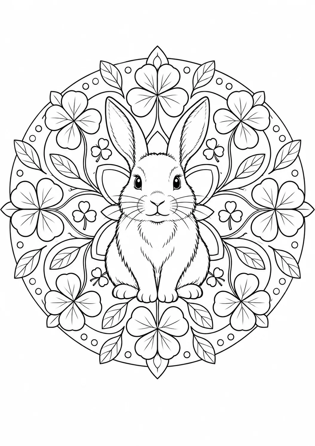 Hase im Kleeblatt-Mandala