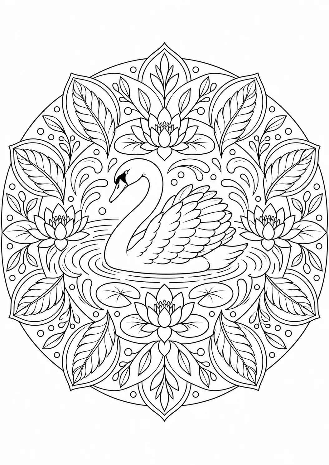Schwan im Feder-Mandala