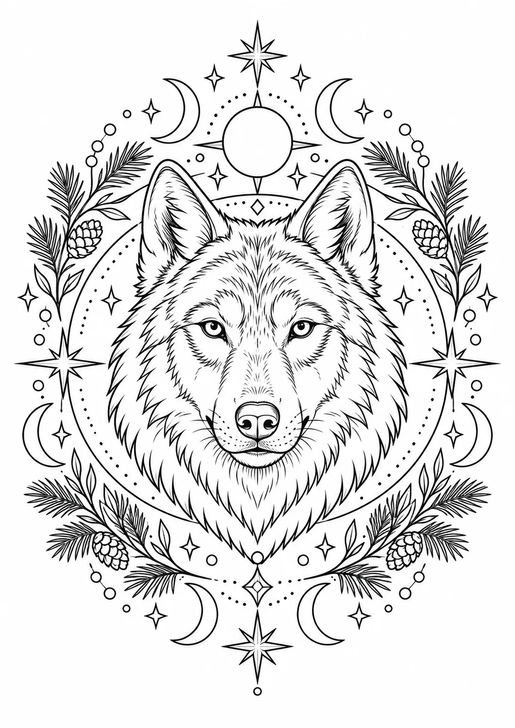 Wolf im Mondkranz