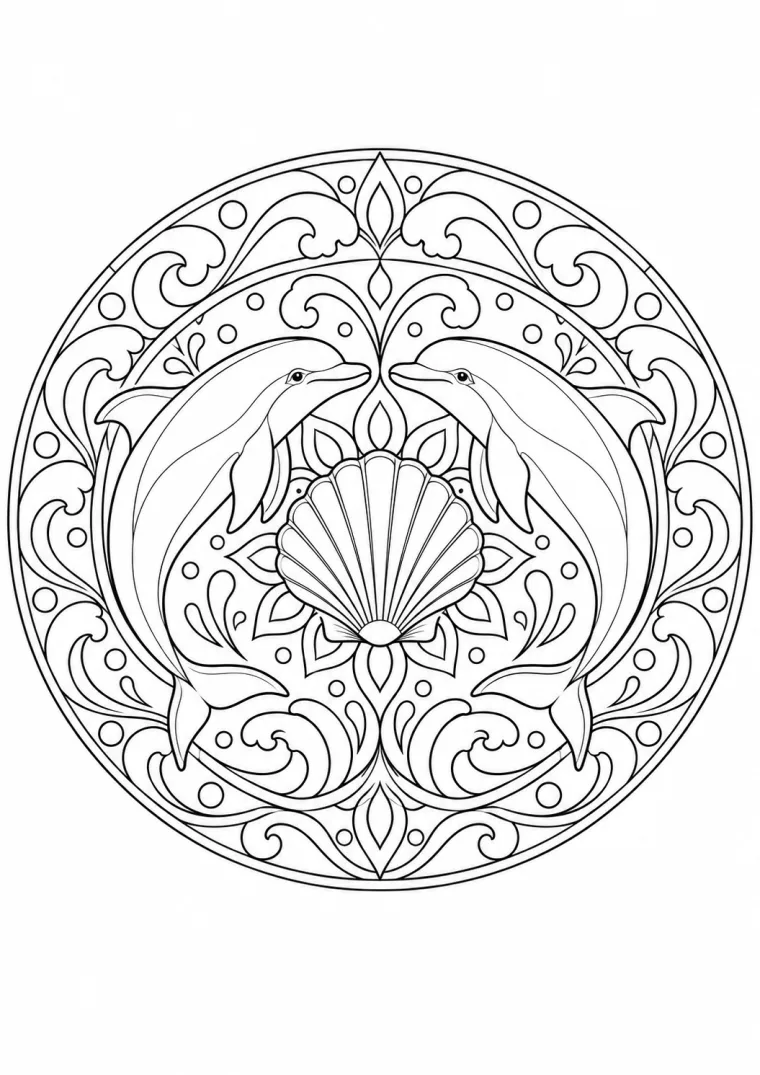 Zwei Delfine mit Muschel