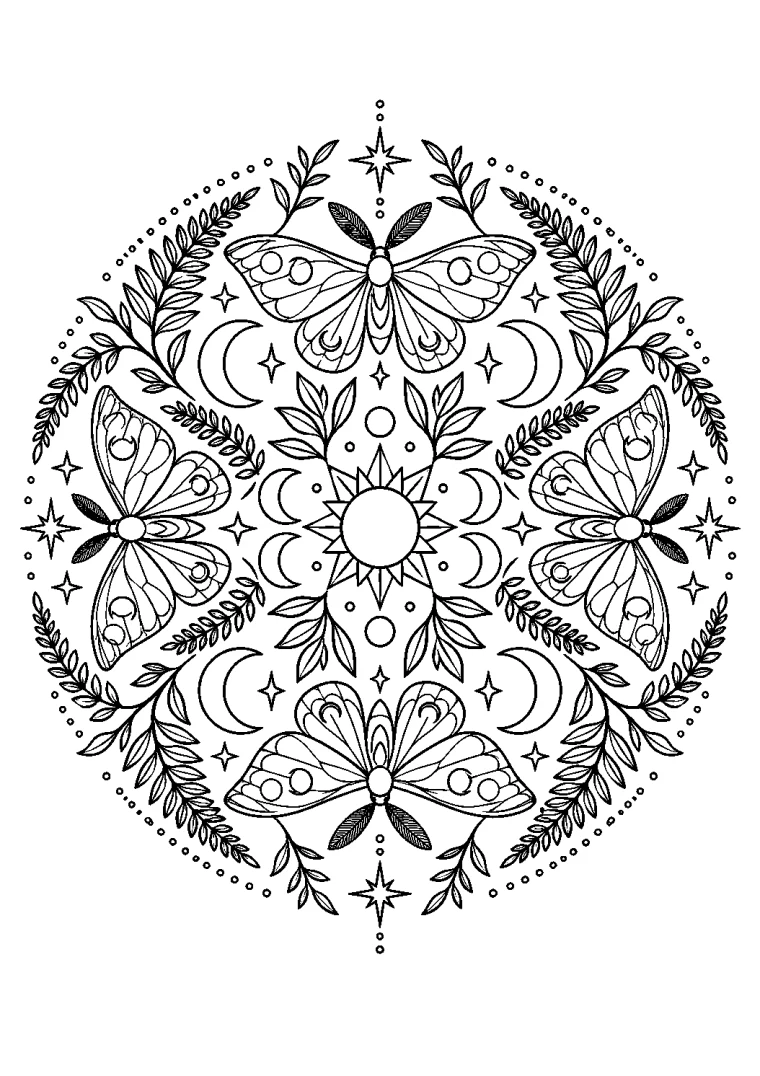 Nachtfalter-und-Farne-Mandala