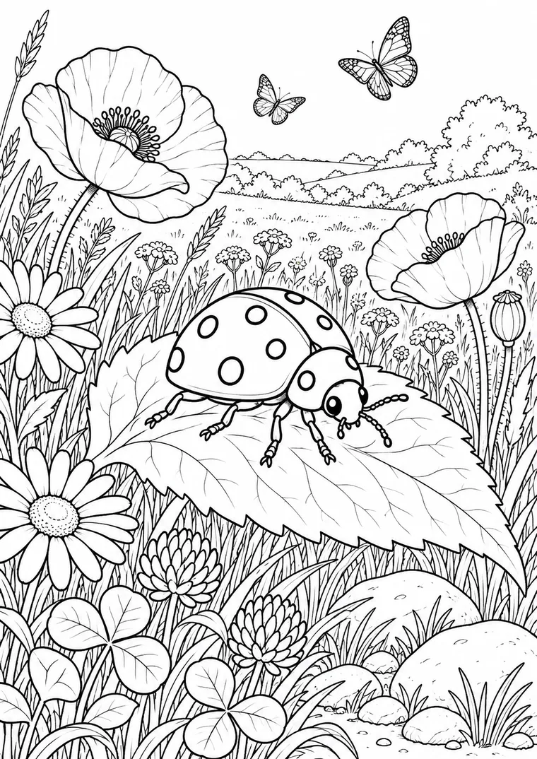 Marienkäfer in der Wildblumenwiese