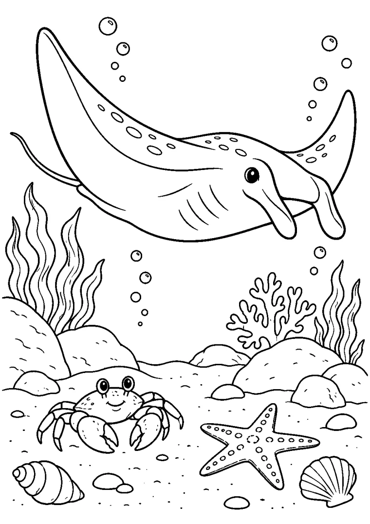 Mantarochen über dem Meeresboden