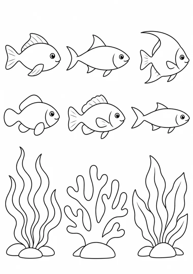 Sechs Fische am Riff
