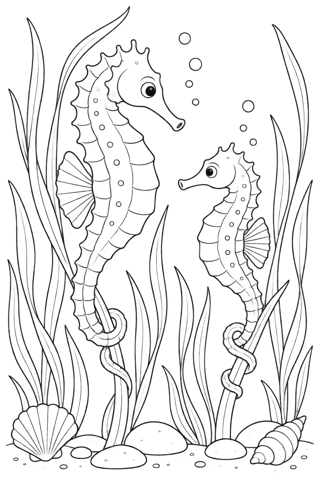 Seepferdchen-Paar zwischen Seegras