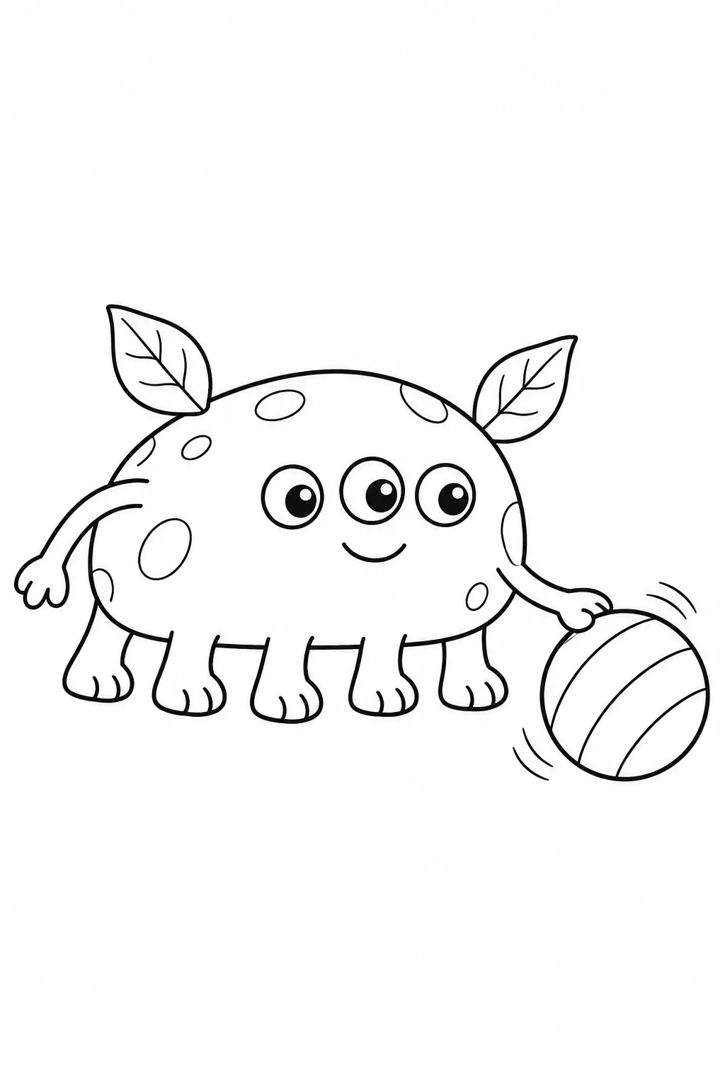 Dreinäugiges Monster rollt einen Ball