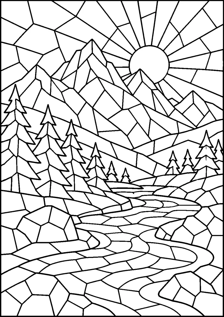 Bergfluss im Mosaik