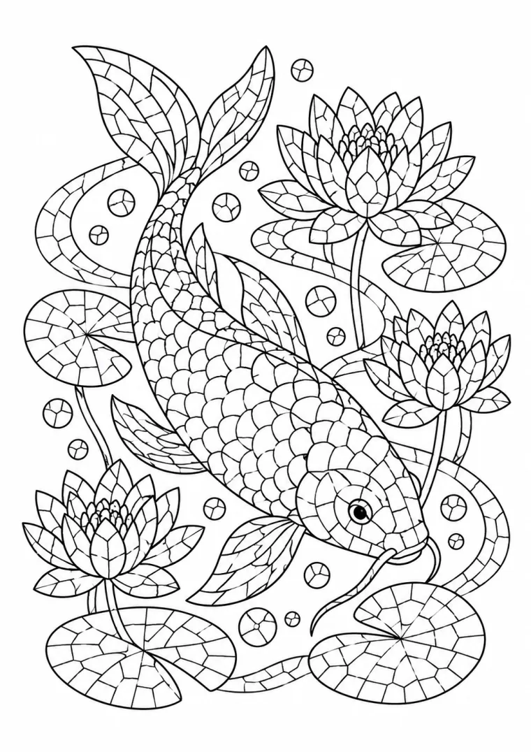 Koi mit Seerosen