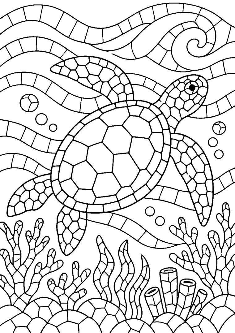 Meeresschildkröte als Mosaik