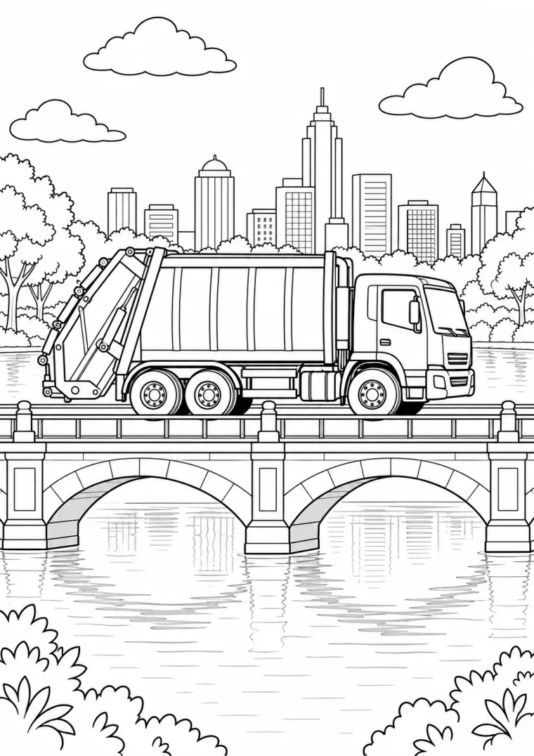 Müllauto auf der Stadtbrücke