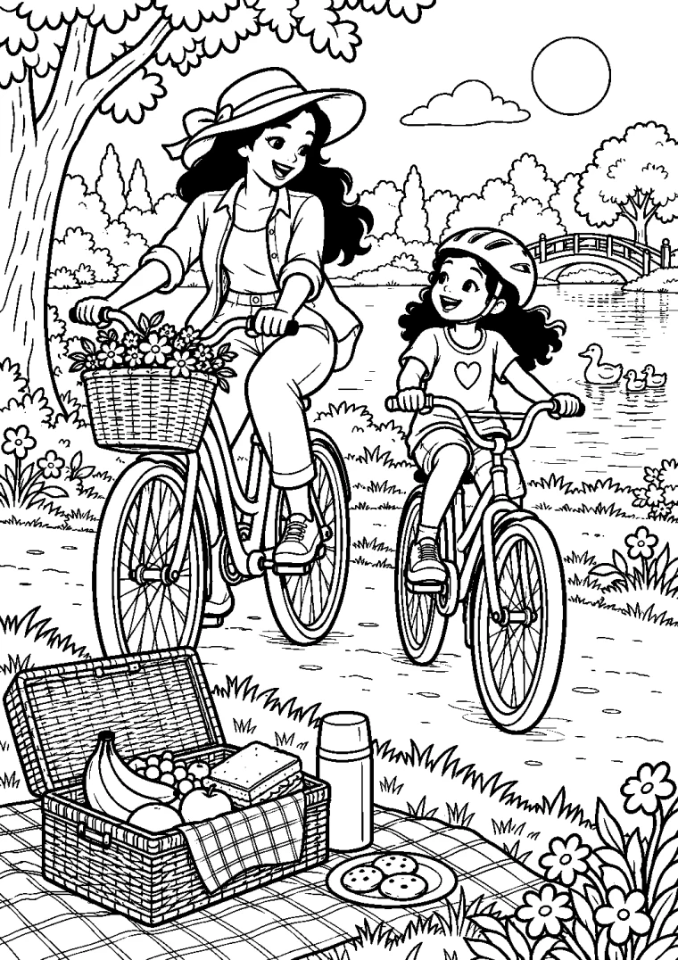 Fahrradpicknick mit Mama