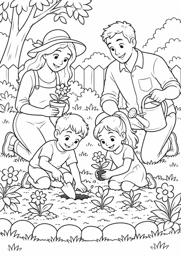 Familie im Garten