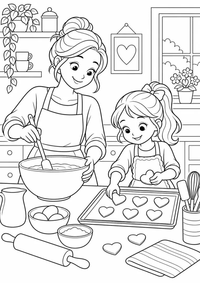 Mutter und Kind beim Backen