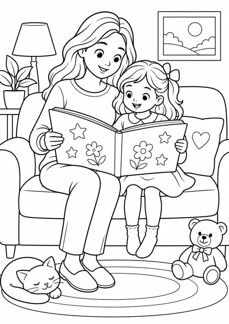 Mutter und Kind beim Lesen