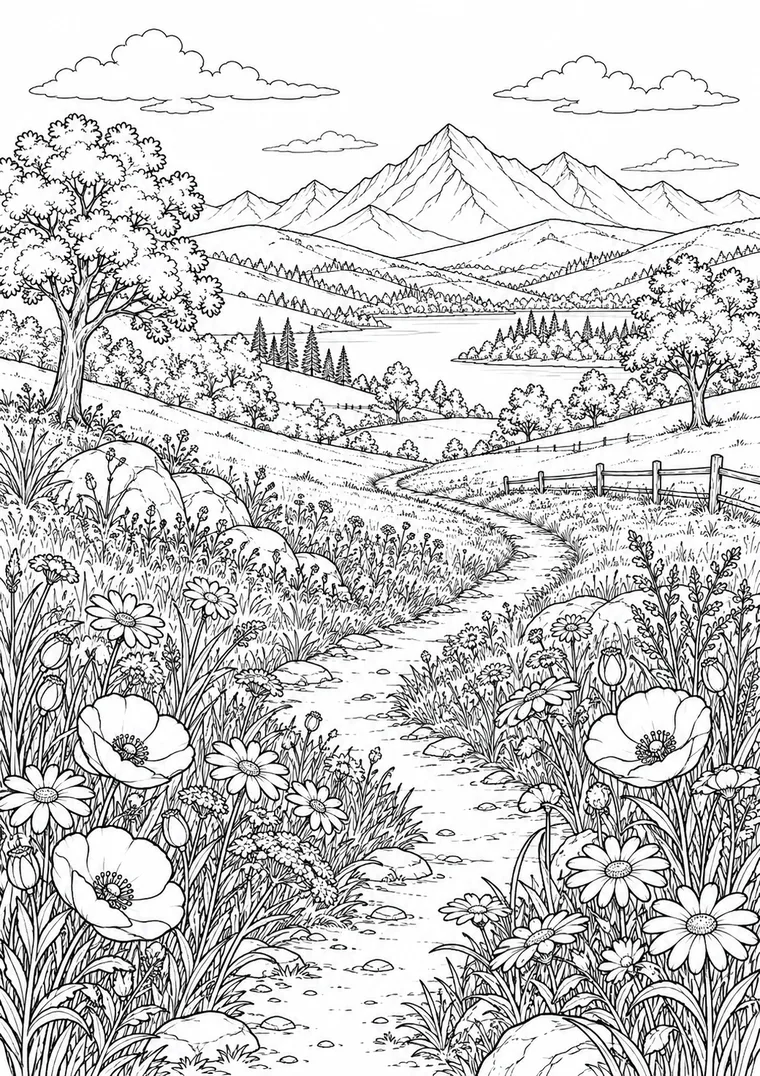 Wildblumenwiese mit Pfad