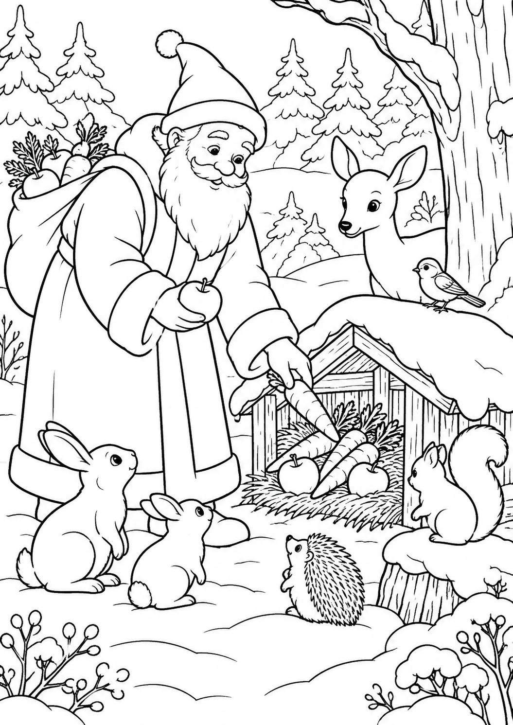 Nikolaus beschenkt Waldtiere