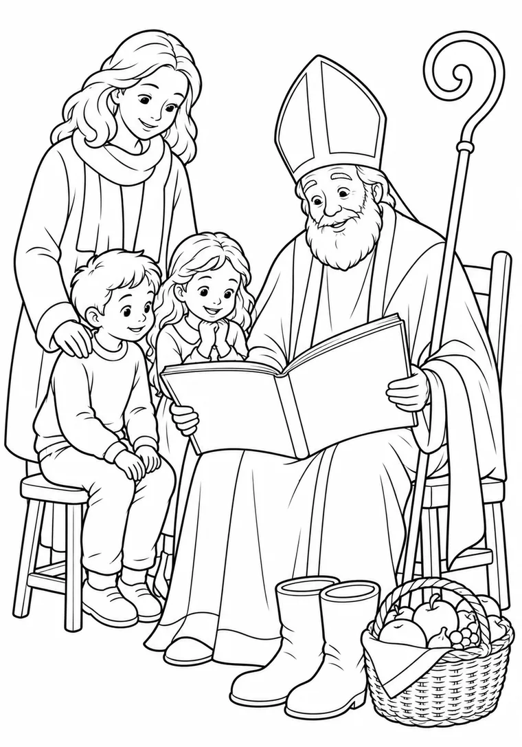 Nikolaus liest Kindern vor