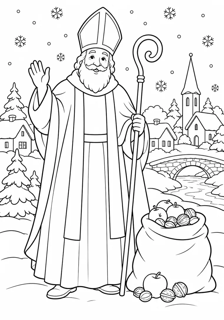 Nikolaus mit Stab und Sack