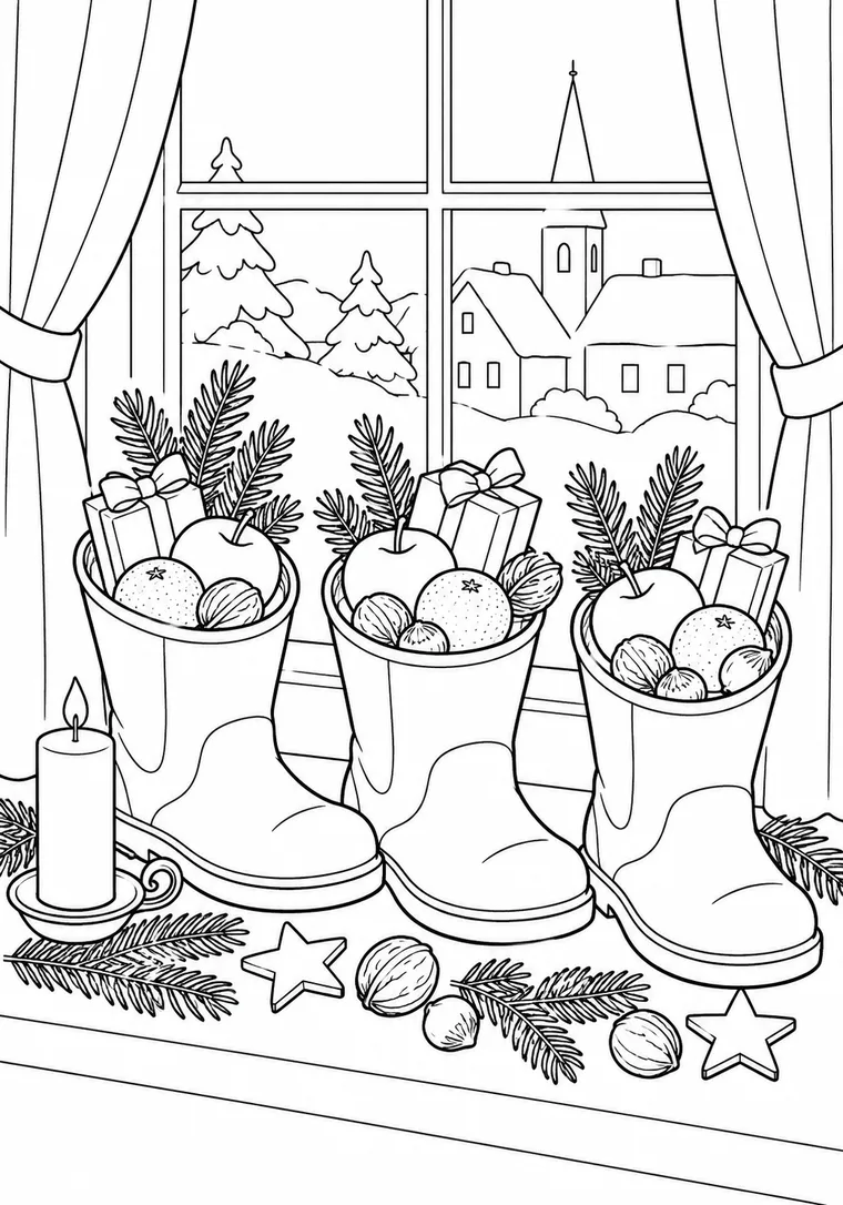 Nikolausstiefel am Fenster