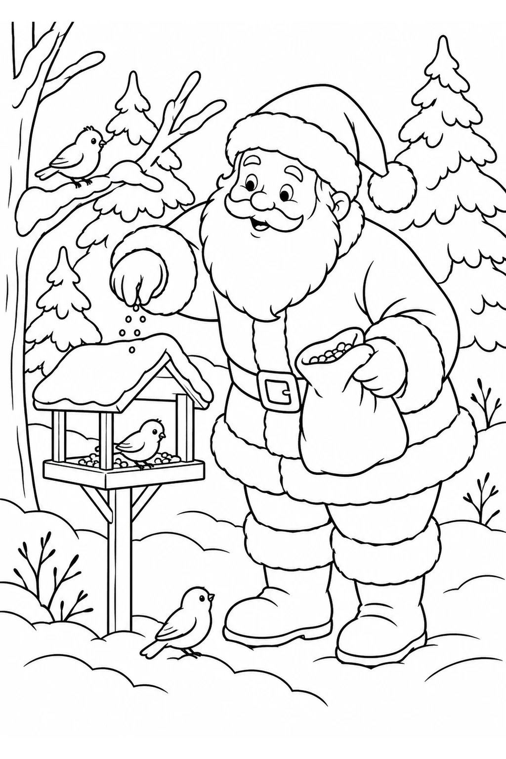 Weihnachtsmann am Vogelhaus