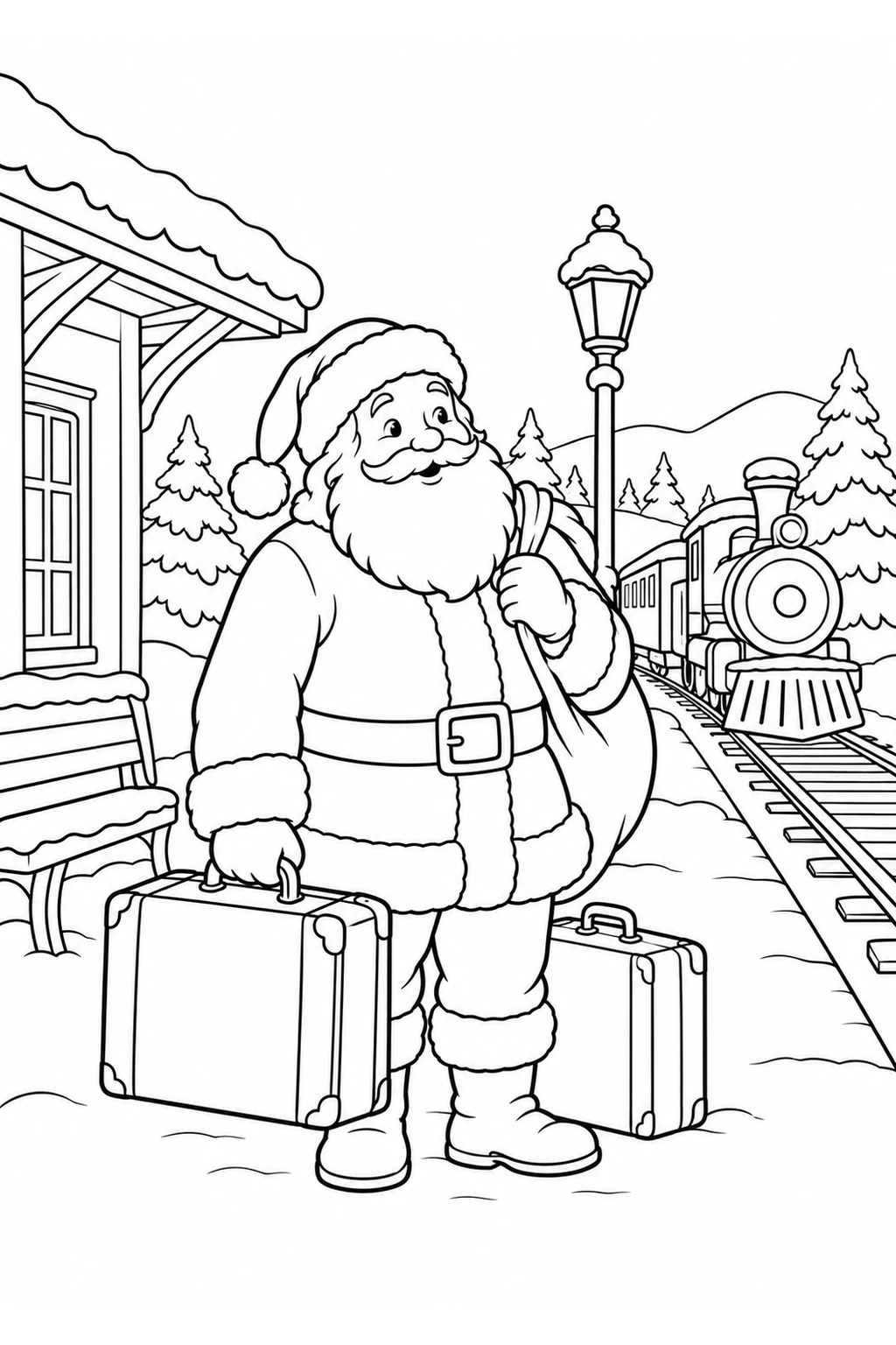 Weihnachtsmann am Winterbahnhof