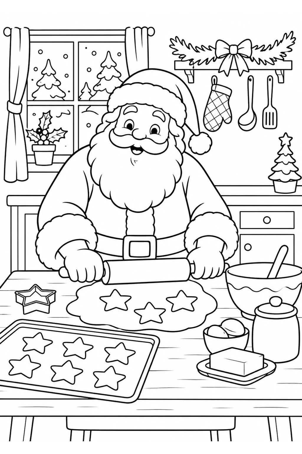 Weihnachtsmann backt Plätzchen
