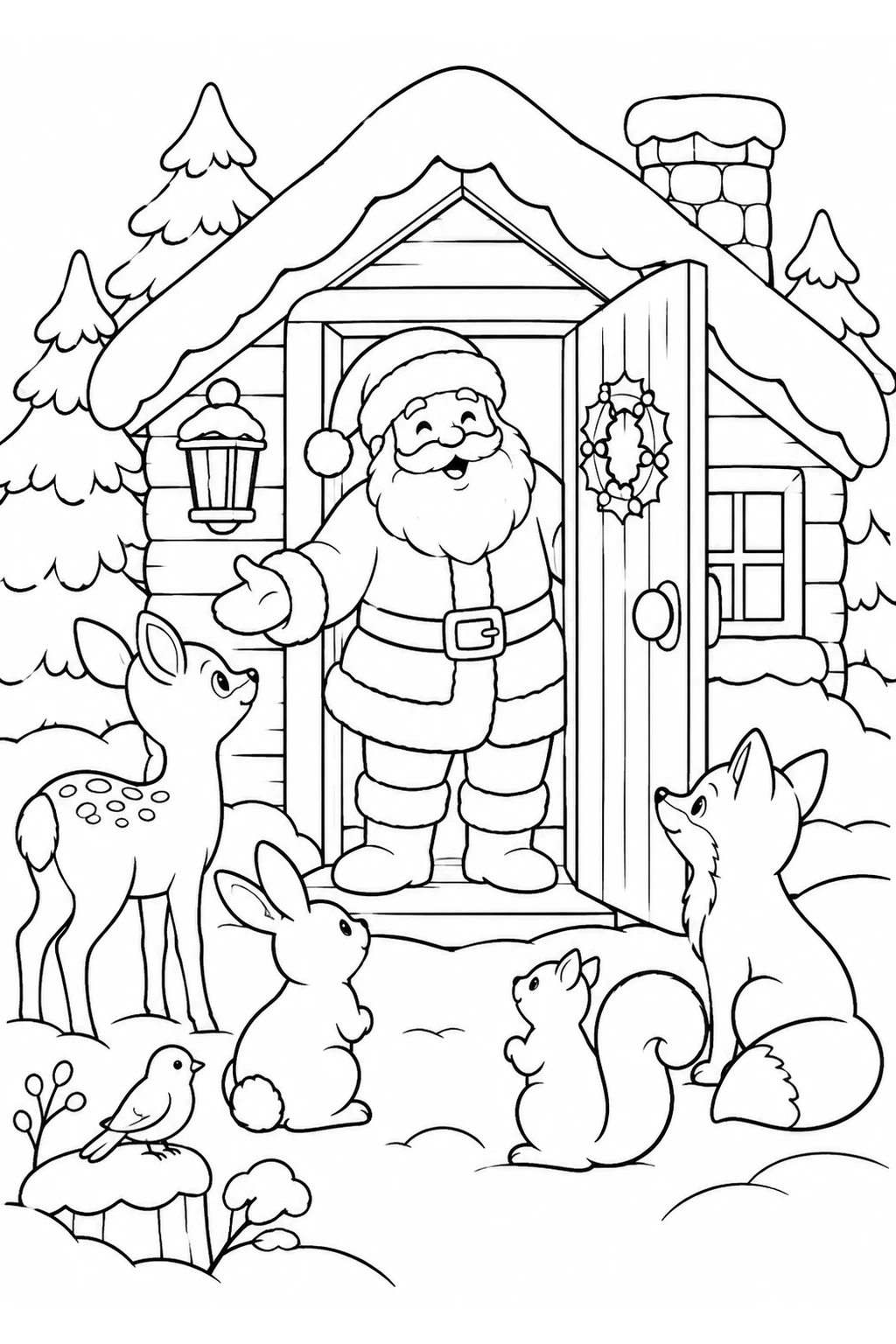 Weihnachtsmann im Waldhaus
